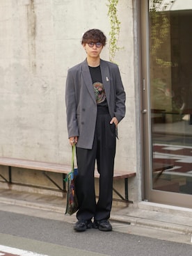 「CLUTCH（クラッチ）のアイテム（テーラードジャケット）」を使った、Takamitsuさん（メンズ・179cm）の春コーディネート