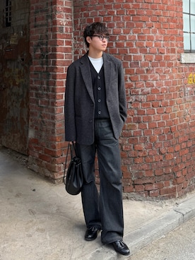「LURAKU（ルラク）のアイテム（テーラードジャケット）」を使った、Takamitsuさん（メンズ・178cm）の秋コーディネート