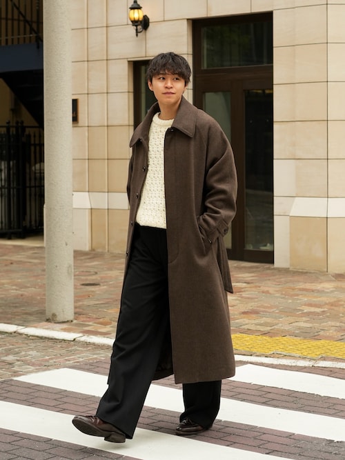 LURAKU】Wool-like One-tuck Straight Slacks / ウールライク