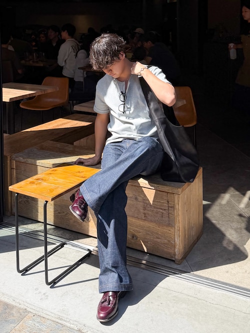 「LURAKU（ルラク）の【LURAKU】Semi-flared Rigid Denim / LURAKU セミフレアリジットデニム｜SETUP対応（デニムパンツ）」を使った、Takamitsuさん（メンズ・178cm）の夏コーディネート