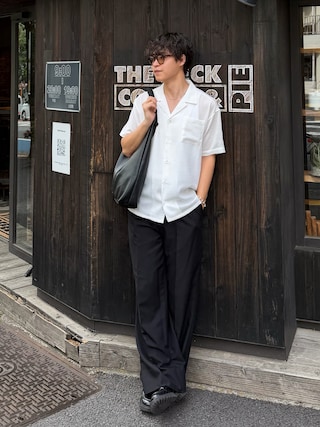 「LURAKU（ルラク）の【LURAKU】Sheer Open Collar Shirt / シアーオープンカラーシャツ（シャツ/ブラウス）」を使った、Takamitsuさん（メンズ・178cm）の春コーディネート