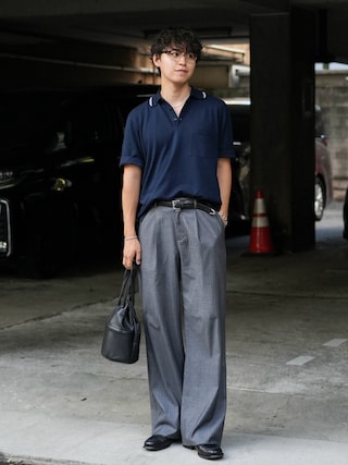 「LURAKU(ルラク)の【LURAKU】One tuck straight slacks / 1タックストレートスラックス|SETUP対応(スラックス)」を使った、Takamitsuさん(メンズ・178cm)の夏コーディネート
