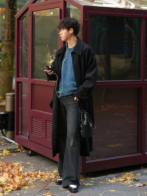 LURAKU】Wool soutien collar long Coat / ウールステンカラーロング