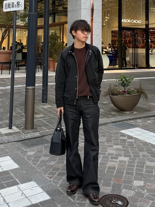 「LURAKU（ルラク）の【LURAKU】Semi-flared Rigid Denim / LURAKU セミフレアリジットデニム（デニムパンツ）」を使った、Takamitsuさん（メンズ・178cm）の冬コーディネート