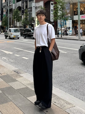「アイテム（スラックス）」を使った、Takamitsuさん（メンズ・178cm・20代）の夏コーディネート