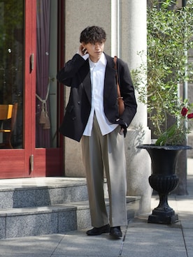 「CLUTCH（クラッチ）のアイテム（スラックス）」を使った、Takamitsuさん（メンズ・179cm）の春コーディネート