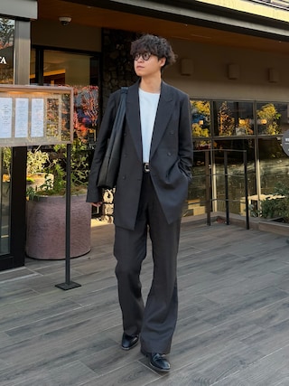 「LURAKU(ルラク)の【LURAKU】Open Neck Short Length Tee / LURAKU オープンネック短丈Tシャツ(Tシャツ/カットソー)」を使った、Takamitsuさん(メンズ・178cm)の秋コーディネート