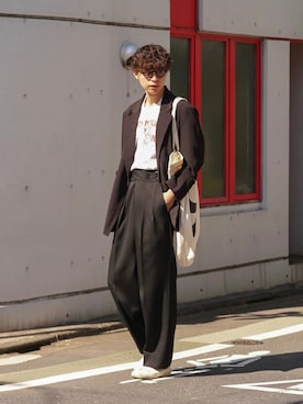 「CLUTCH（クラッチ）のアイテム（テーラードジャケット）」を使った、Takamitsuさん（メンズ・179cm）の春コーディネート