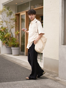 「CLUTCH（クラッチ）のアイテム（スラックス）」を使った、Takamitsuさん（メンズ・179cm）の夏コーディネート