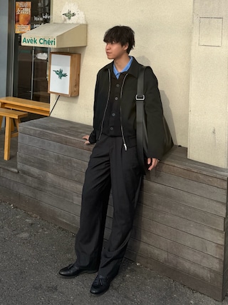 「LURAKU（ルラク）の【LURAKU】One tuck straight slacks / 1タックストレートスラックス（スラックス）」を使った、Takamitsuさん（メンズ・178cm）の春コーディネート