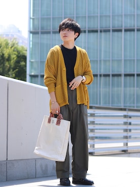 「PUEBCO（プエブコ）のアイテム（トートバッグ）」を使った、GPさん（メンズ・163cm）の夏コーディネート