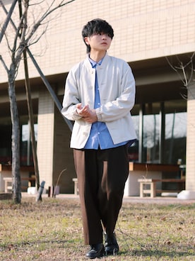 「marka（マーカ）のアイテム（スラックス）」を使った、GPさん（メンズ・163cm）の春コーディネート