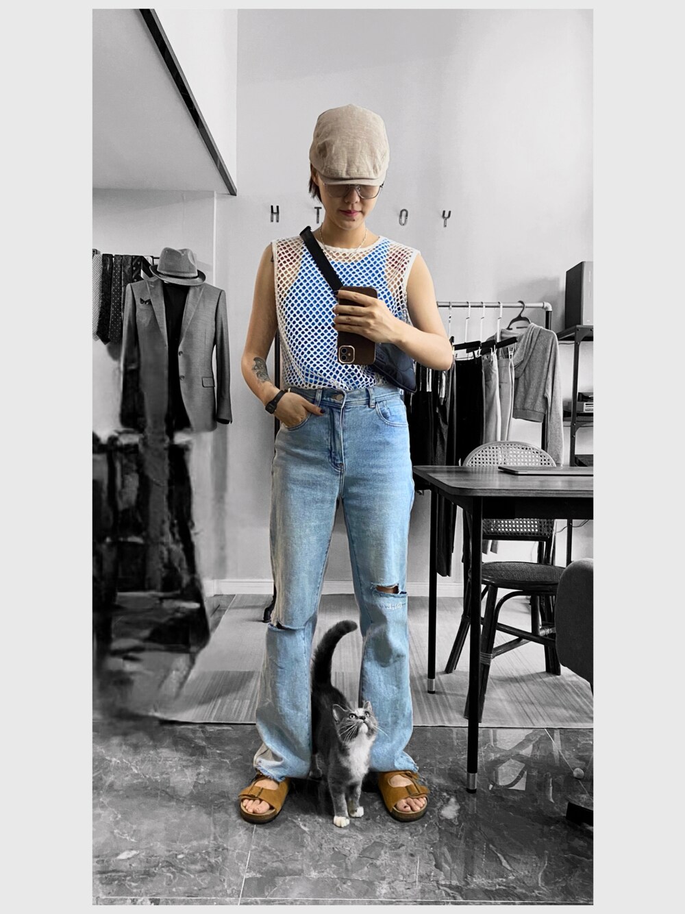 「シンプルコーデ」｜「咪咪のアイテム（その他、グレー系）」を使った、Niiikiiiさん（レディース・164cm）の夏コーディネートの1枚目の写真