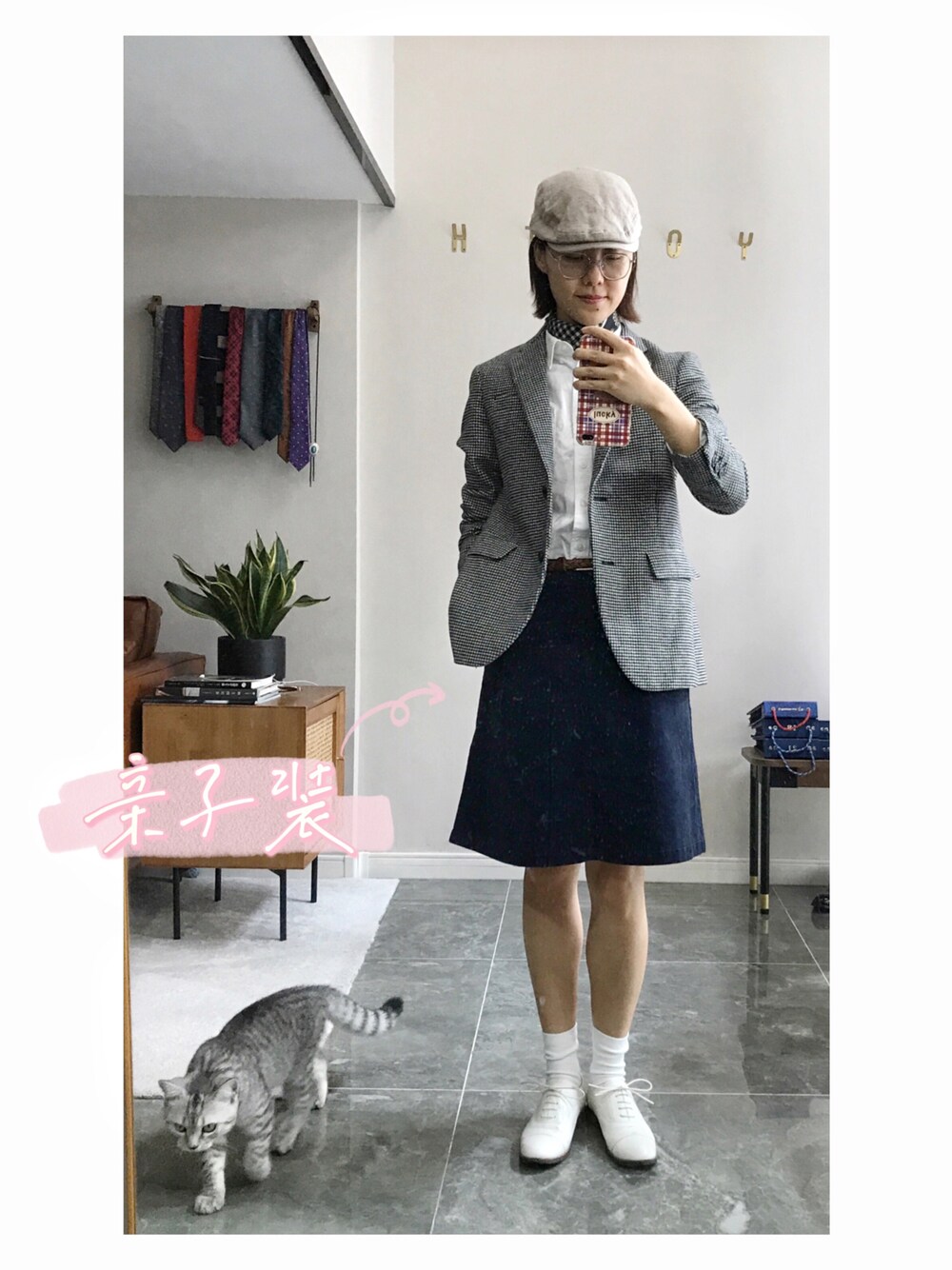 「ootd」｜「UNIQLOのアイテム（テーラードジャケット、グレー系）」を使った、Niiikiiiさん（レディース・164cm）の秋コーディネートの1枚目の写真
