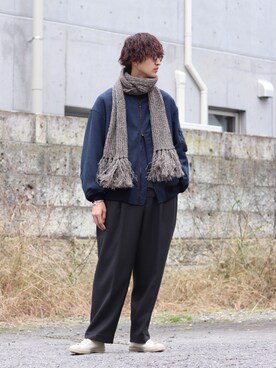 「marka（マーカ）のアイテム（スラックス）」を使った、ARKnets STAFFさん（メンズ・181cm）の冬コーディネート