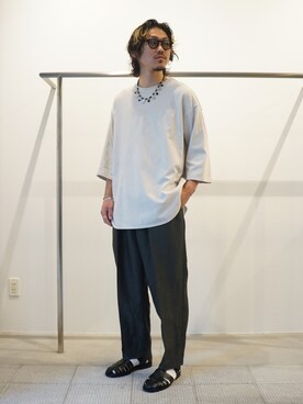 「marka（マーカ）のアイテム（スラックス）」を使った、ARKnets STAFFさん（メンズ・175cm）の夏コーディネート