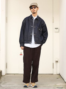 「marka（マーカ）のアイテム（デニムジャケット）」を使った、ARKnets STAFFさん（メンズ・185cm）の冬コーディネート