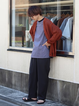「marka（マーカ）のアイテム（スラックス）」を使った、ARKnets STAFFさん（メンズ・181cm）の春コーディネート