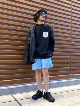 「WP（ダブリューピー）のアイテム（トップス）」を使った、ARKnets STAFFさん（メンズ・174cm）の夏コーディネート