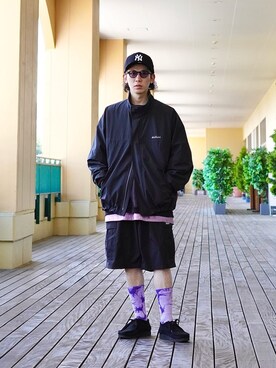 「WILD THINGS（ワイルドシングス）のアイテム（ナイロンジャケット）」を使った、ARKnets STAFFさん（メンズ・168cm）の夏コーディネート
