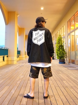 「WP（ダブリューピー）のアイテム（トップス）」を使った、ARKnets STAFFさん（メンズ・168cm）の夏コーディネート