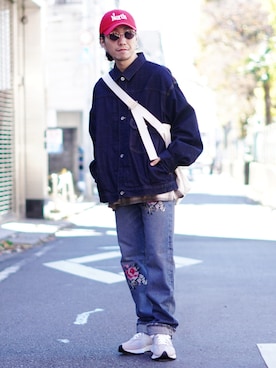 「marka（マーカ）のアイテム（デニムジャケット）」を使った、ARKnets STAFFさん（メンズ・165cm）の冬コーディネート