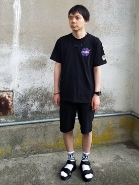 「Alpha Industries（アルファインダストリーズ）のアイテム（トップス）」を使った、時雨さん（メンズ・170cm）の夏コーディネート