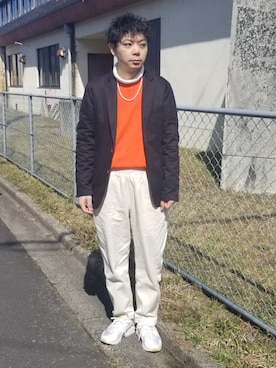 「PLUS ONE（プラスワン）のアイテム」を使った、時雨さん（メンズ・172cm）の春コーディネート