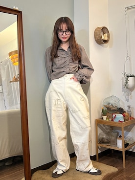「U.S. POLO ASSN.（ユーエスポロアッスン）のRANAN/solleim別注【U.S.POLO ASSN.】シャーリングロングスリーブシャツ（シャツ/ブラウス、ブラック系）」を使った、ぱっちさん（レディース・158cm）の秋コーディネート