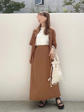 「セットアップコーデ」｜「アイテム（その他）」を使った、ぱっちさん（レディース・158cm）の夏コーディネート