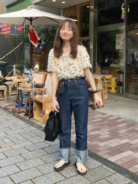 「sakishimatokyo（サキシマトーキョー）のアイテム（パンツ）」を使った、ぱっちさん（レディース・158cm）の秋コーディネート