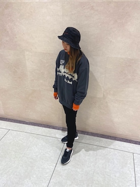 「DIESEL（ディーゼル）のアイテム（ハット）」を使った、MAKOさん（レディース・152cm）の春コーディネート