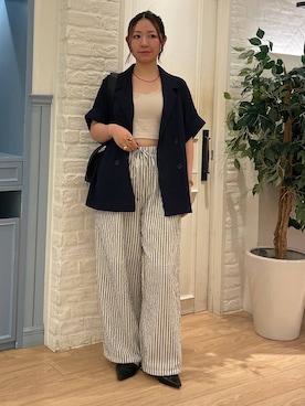 「LOWRYS FARM（ローリーズファーム）のカラービーズハートネックレス　 632419（ネックレス、レッド系）」を使った、Himeさん（レディース・158cm）の夏コーディネート