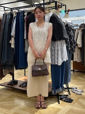 「アイテム（タンクトップ、シルバー系）」を使った、Himeさん（レディース・158cm）の夏コーディネート