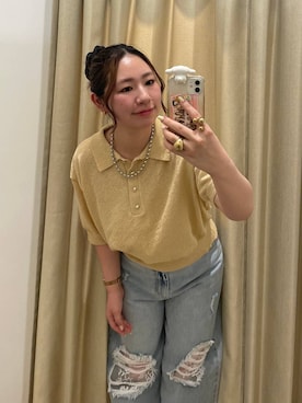 「LOWRYS FARM（ローリーズファーム）のステンレスデザインネックレス　 136325（ネックレス、シルバー系）」を使った、Himeさん（レディース・158cm）の春コーディネート