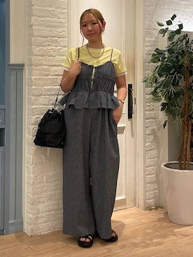 「LOWRYS FARM（ローリーズファーム）のステンレスデザインネックレス　 136325（ネックレス、シルバー系）」を使った、Himeさん（レディース・158cm）の夏コーディネート