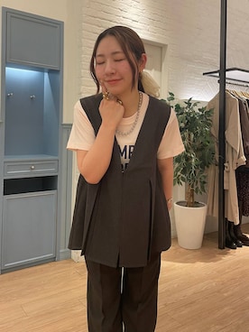 「LOWRYS FARM（ローリーズファーム）のステンレスデザインネックレス　 136325（ネックレス、シルバー系）」を使った、Himeさん（レディース・158cm）の春コーディネート