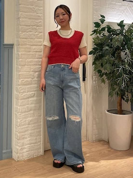 「LOWRYS FARM（ローリーズファーム）のステンレスデザインネックレス　 136325（ネックレス、シルバー系）」を使った、Himeさん（レディース・158cm）の夏コーディネート