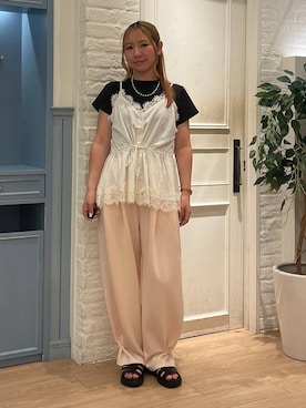 「アイテム（スウェットパンツ、ピンク系）」を使った、Himeさん（レディース・158cm）の夏コーディネート