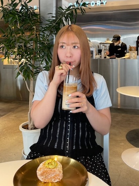 「JEANASIS（ジーナシス）の7Gヘムフリルニットビスチェ/658875（ベスト、ブラック系）」を使った、Himeさん（レディース・158cm）の夏コーディネート