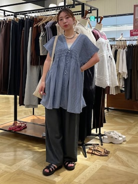 「アイテム（タンクトップ、シルバー系）」を使った、Himeさん（レディース・158cm）の夏コーディネート