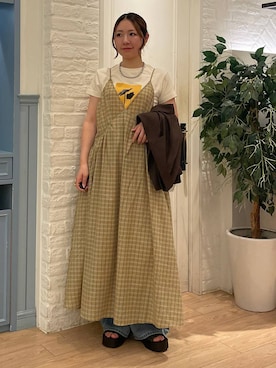 「LOWRYS FARM（ローリーズファーム）のステンレスデザインネックレス　 136325（ネックレス、シルバー系）」を使った、Himeさん（レディース・158cm）の夏コーディネート