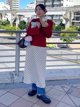 「アイテム（ネックレス、グレー系）」を使った、Himeさん（レディース・158cm）の秋コーディネート