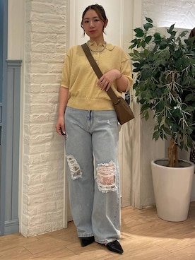 「LOWRYS FARM（ローリーズファーム）のステンレスデザインネックレス　 136325（ネックレス、シルバー系）」を使った、Himeさん（レディース・158cm）の春コーディネート