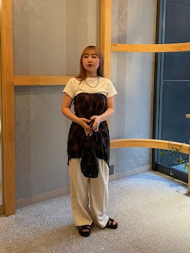 「アイテム（シャツ/ブラウス、ブラウン系）」を使った、Himeさん（レディース・158cm）の夏コーディネート