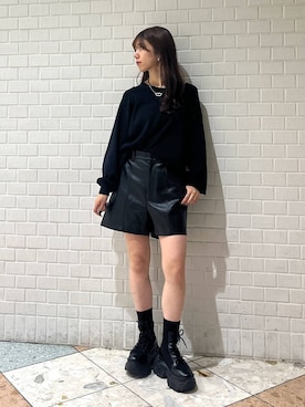 「PAGEBOY（ページボーイ）の【選べる着丈/前後2WAY/マシンウォッシャブル】マルチWAYネックプルオーバー/ニット（ニット/セーター）」を使った、きゃぷさん（レディース・157cm）の秋コーディネート