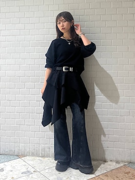 「PAGEBOY（ページボーイ）の【選べる着丈/前後2WAY/マシンウォッシャブル】マルチWAYネックプルオーバー/ニット（ニット/セーター）」を使った、きゃぷさん（レディース・157cm）の秋コーディネート