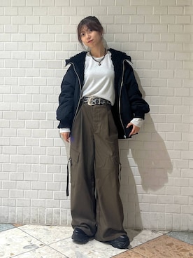 「アイテム（Tシャツ/カットソー）」を使った、きゃぷさん（レディース・157cm）の秋コーディネート