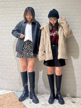 「アイテム（デニムスカート）」を使った、きゃぷさん（レディース・157cm）の冬コーディネート