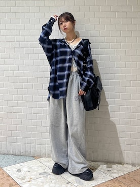 「PBLIM（ページボーイリム）のアイテム（スウェットパンツ）」を使った、きゃぷさん（レディース・157cm）の秋コーディネート